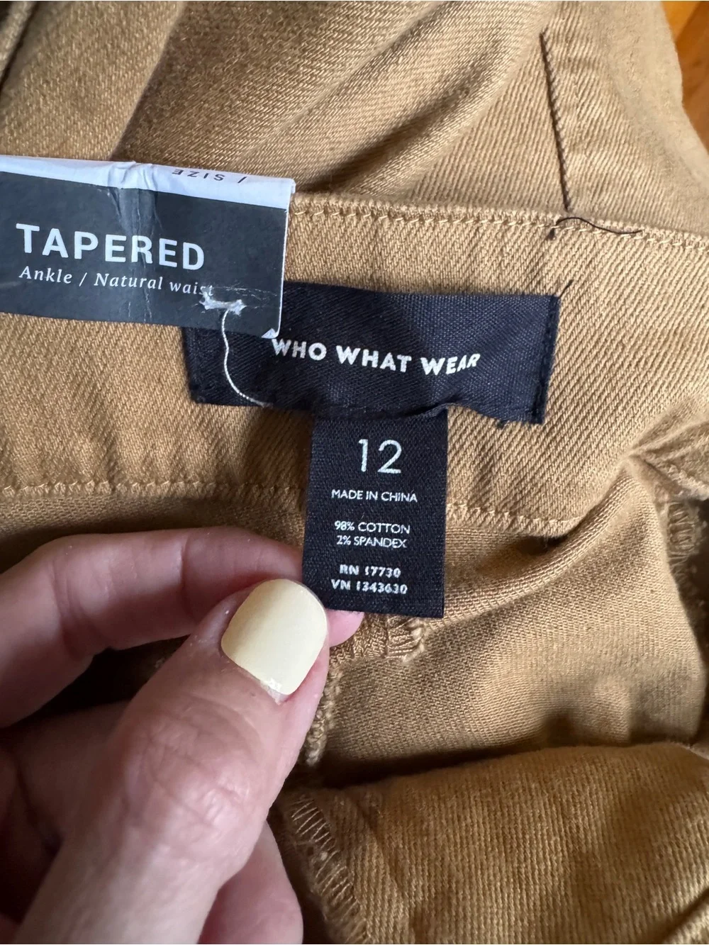 122. Who What Wear Khaki Paperbag Tie-Waist Ankle Pants - Picture 6 of 9